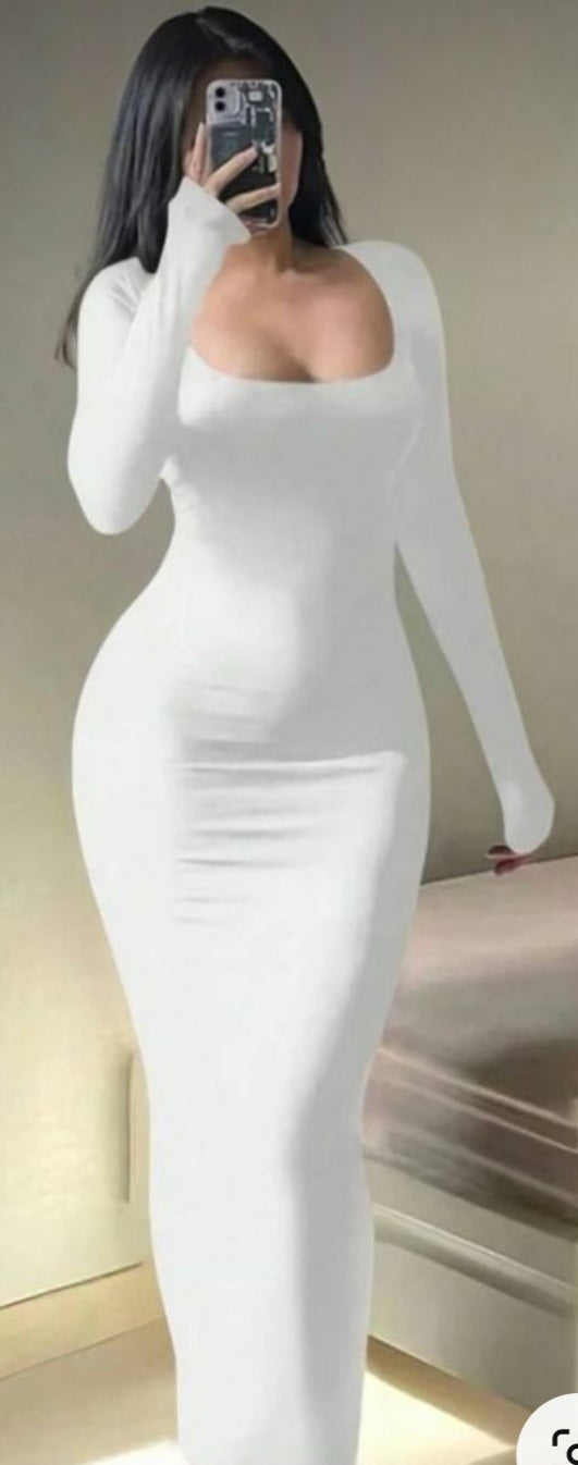 Robe Long Blanc col carrée MANITOBA