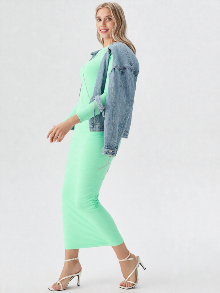 D Robe Long Bleu ciel col rond Arequipa