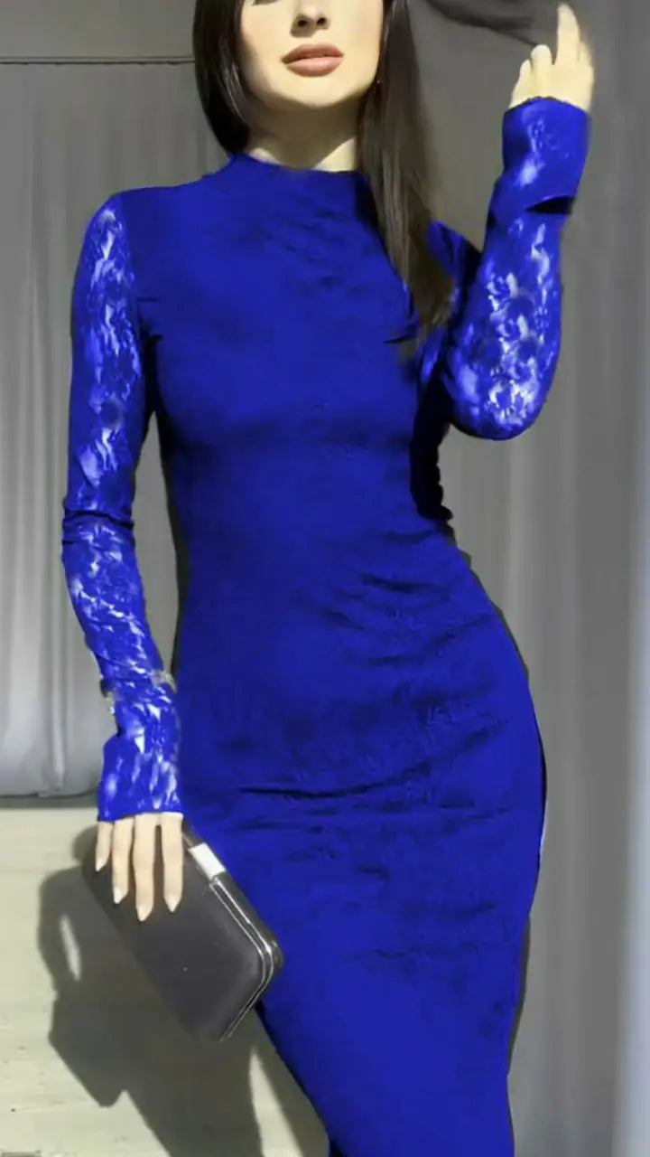 W Robe Bleu roi en Dentelle longue LIESTAL