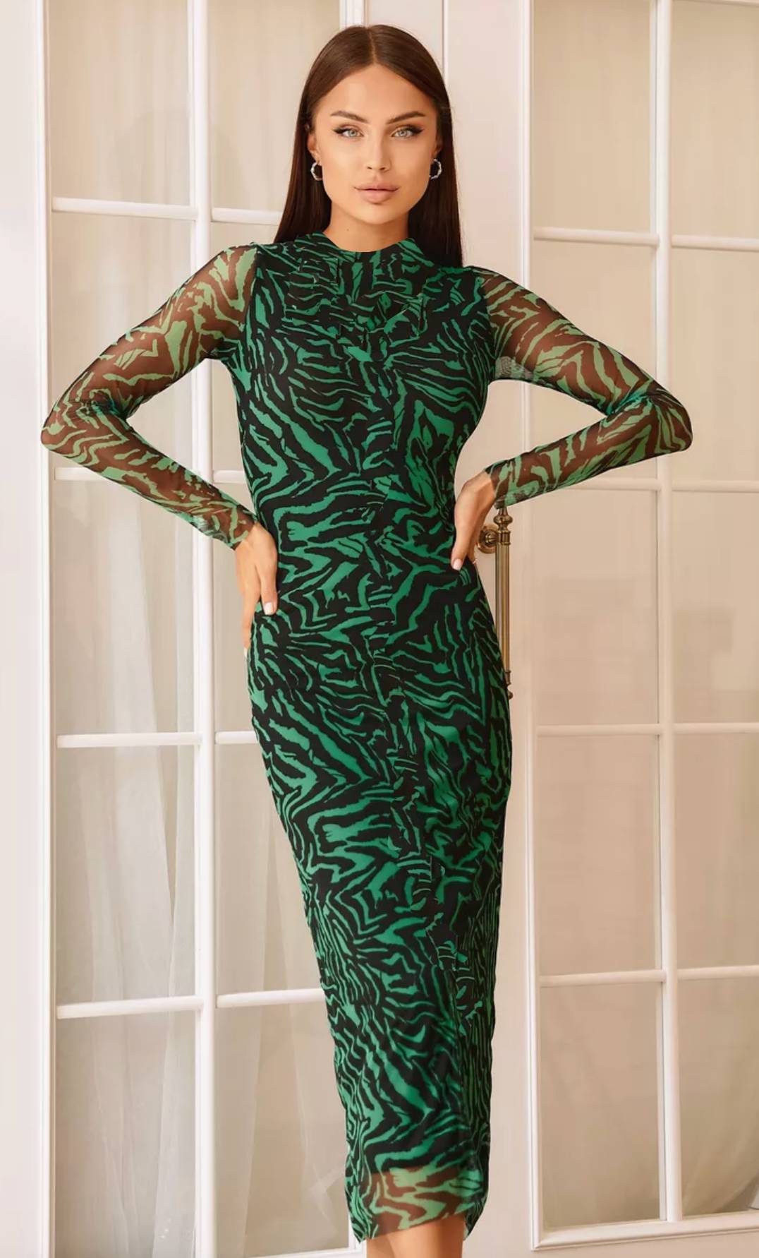 Robe Long VERTE Col Rond SAN DIEGO
