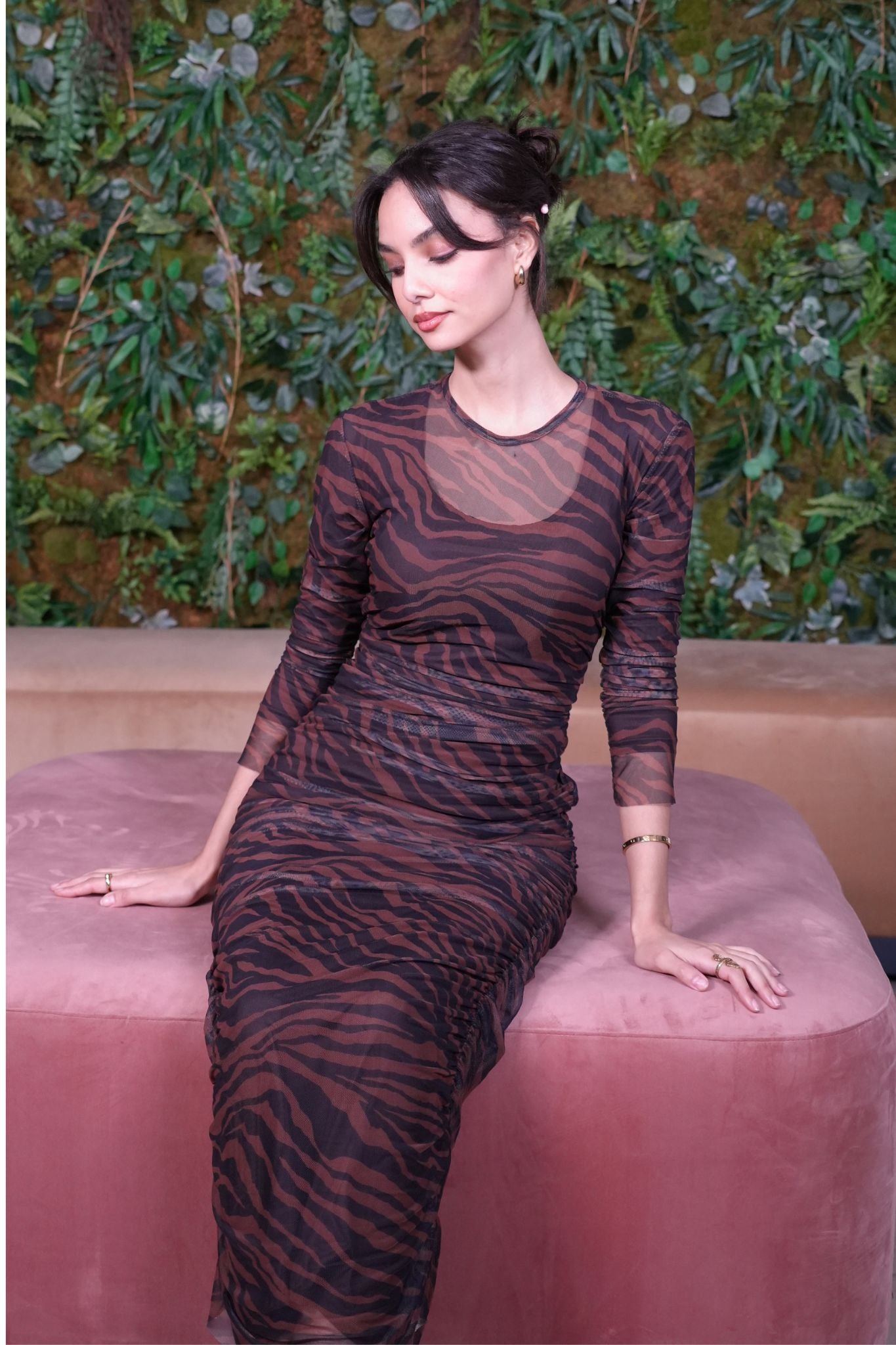 Robe 2 Piéces Tule Marron tigré ANDIJAN