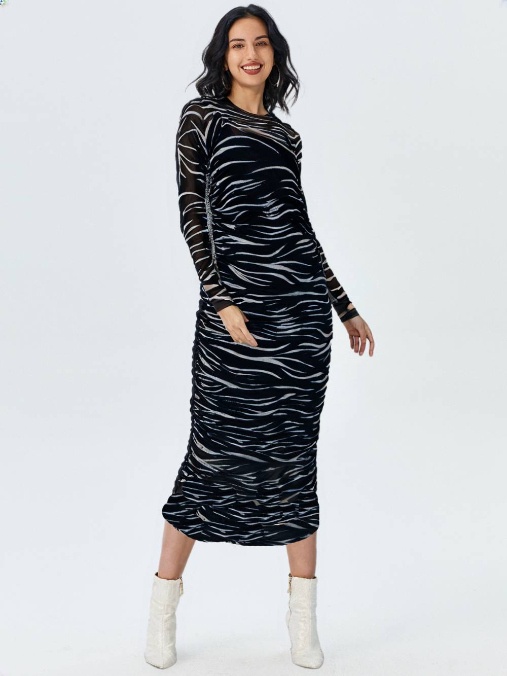 D Robe 2 Piéces Tule NOIR Tigré DENIZLI