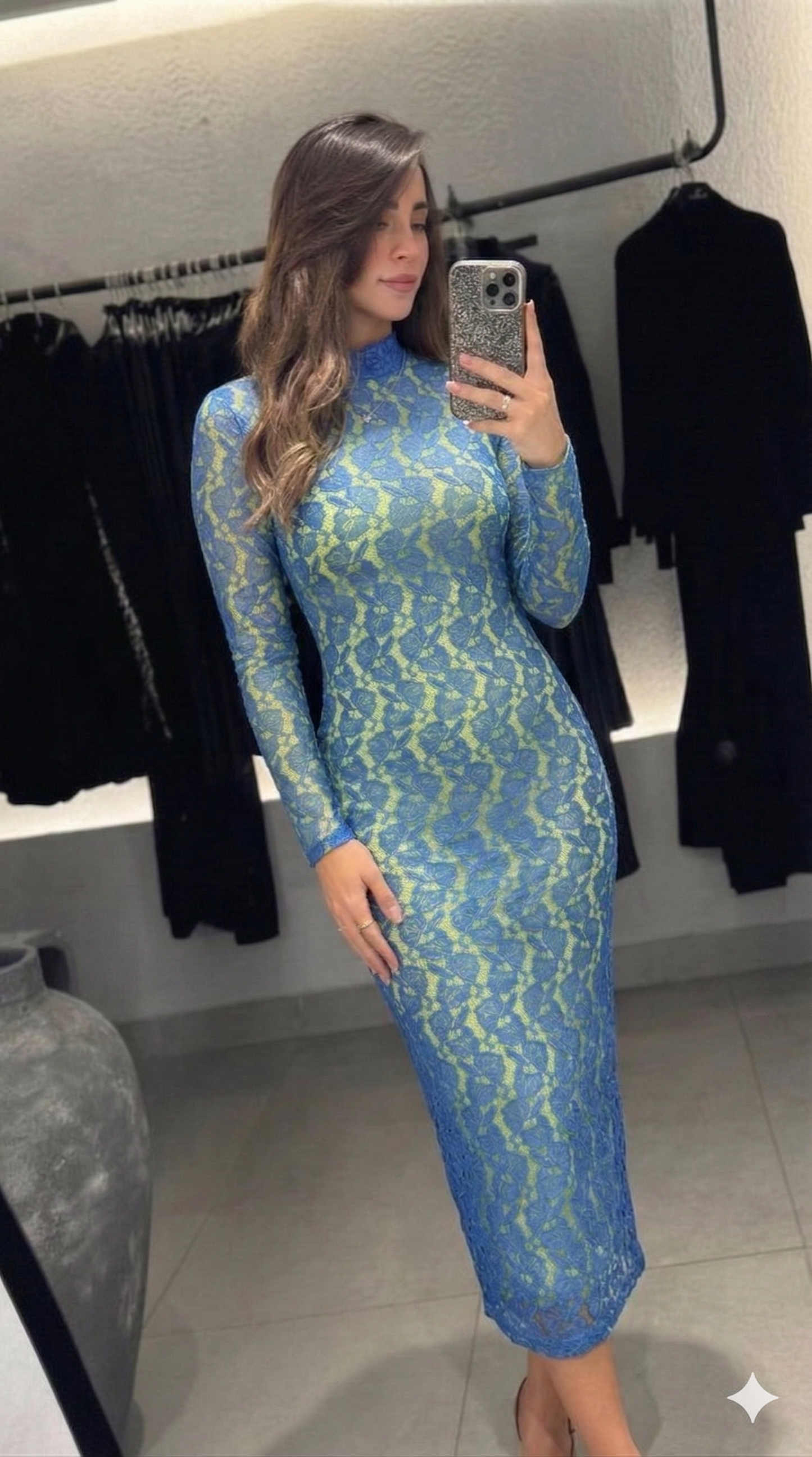 Robe Bleu roi en Dentelle longue AZENHAS DO MAR