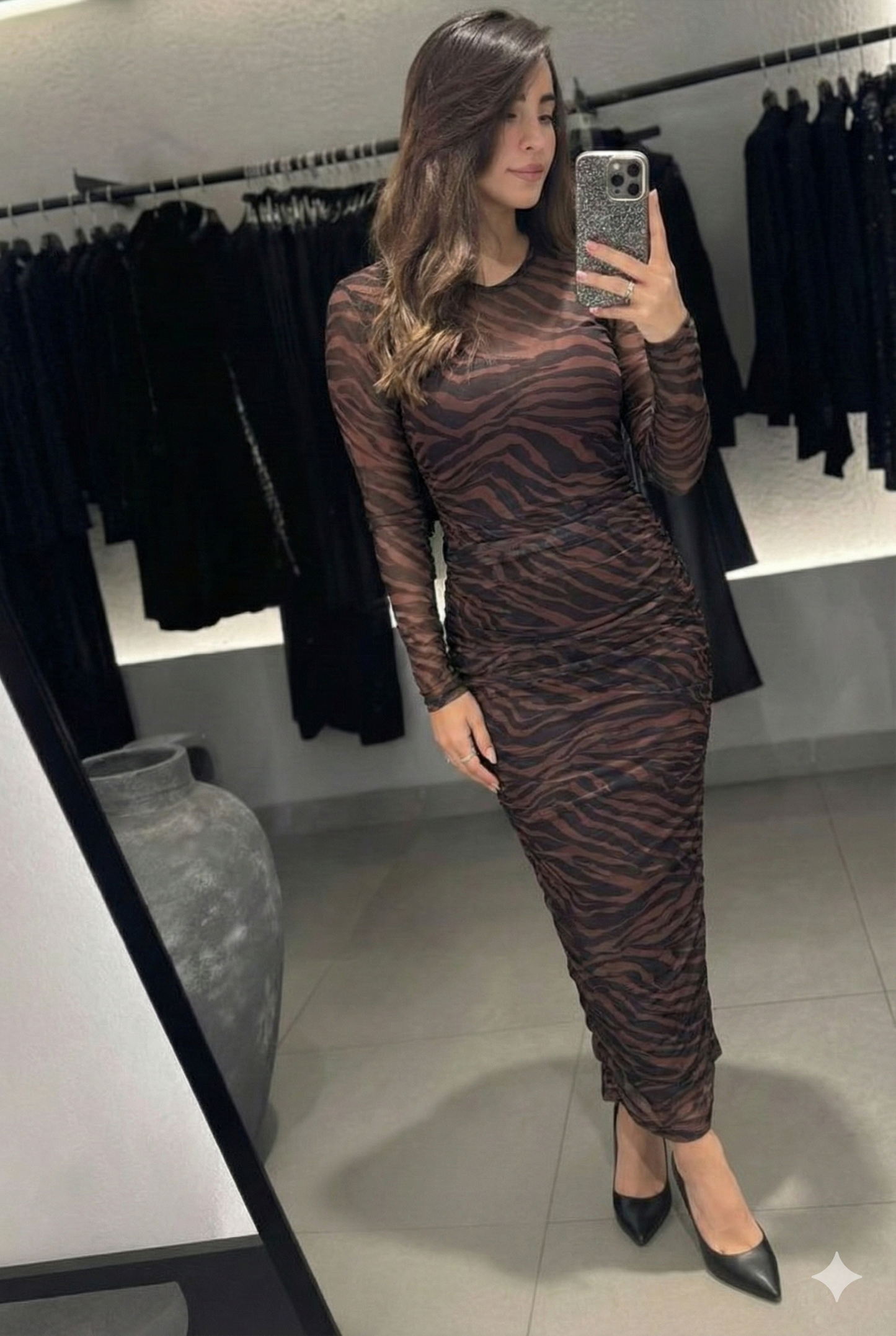 K Robe 2 Piéces Tule Marron tigré ANDIJAN