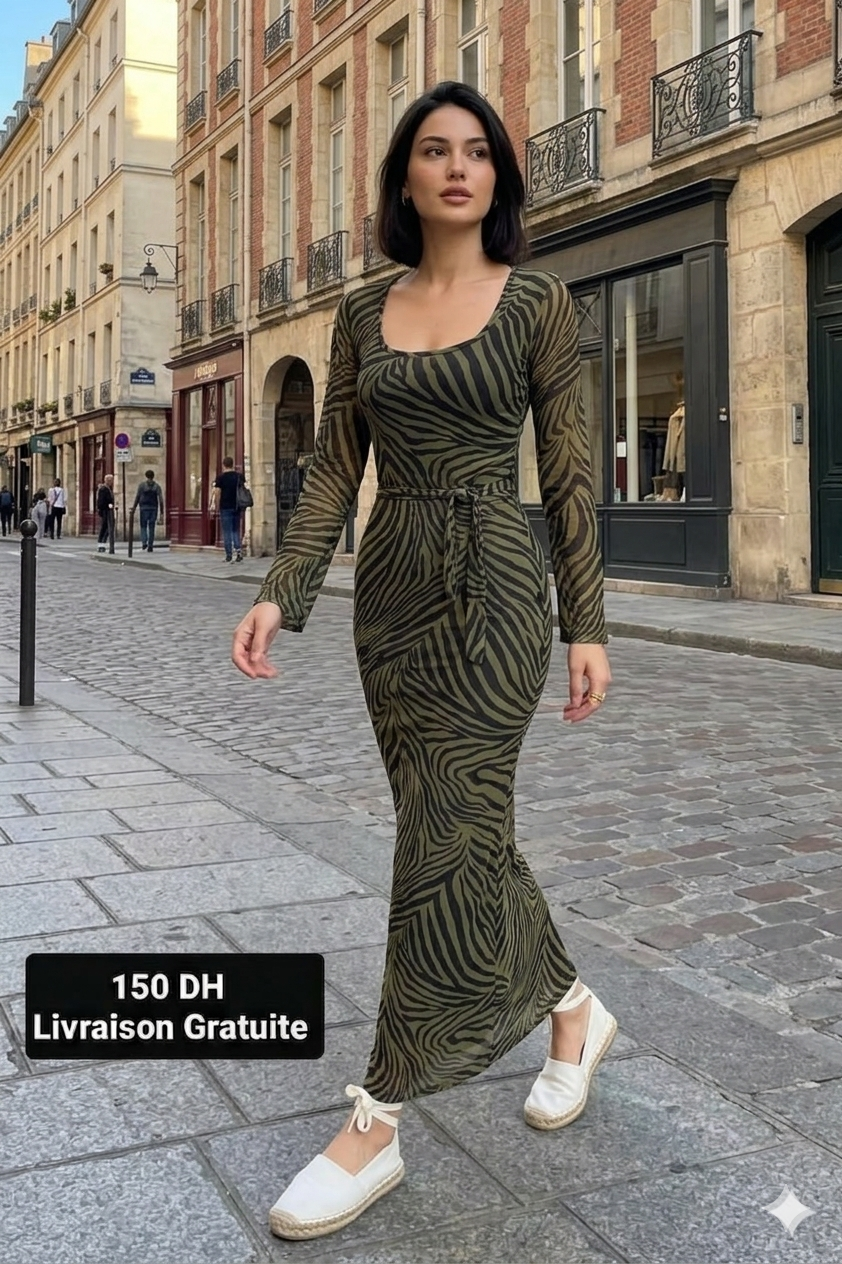 A Robe en tule longue Verte Snake Hormoz