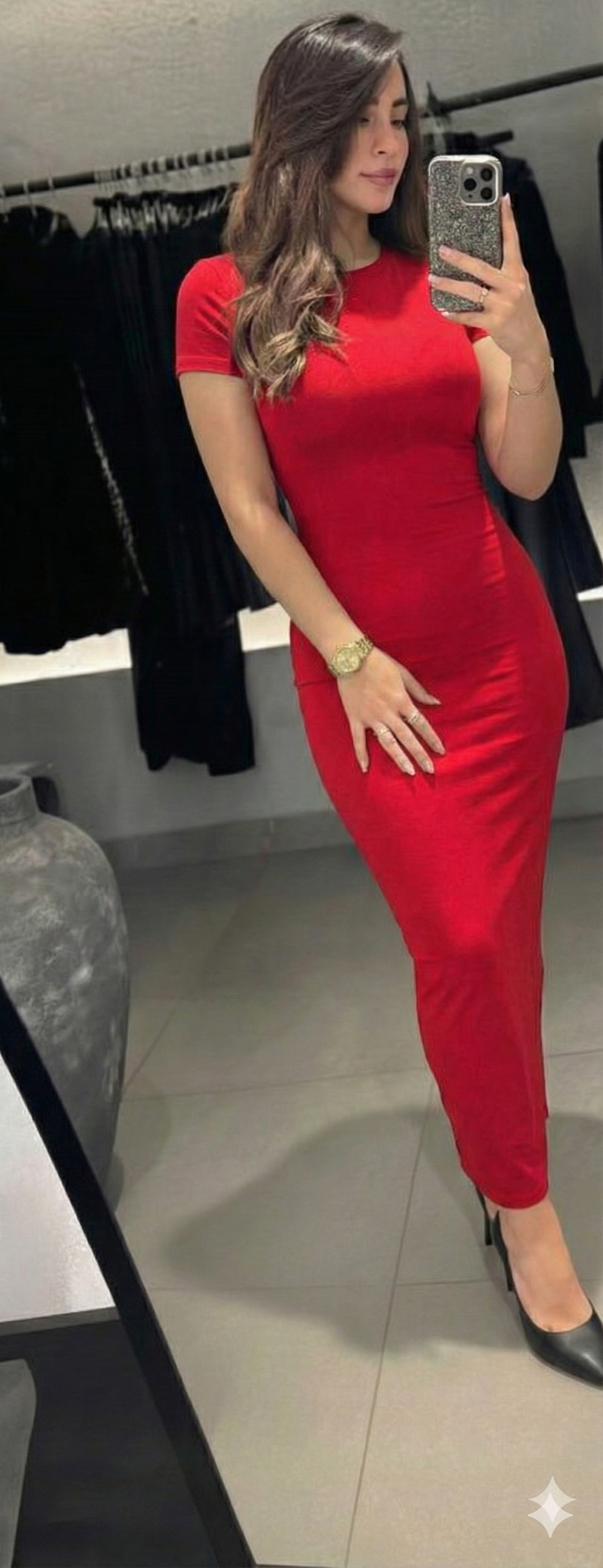 k Robe Rouge Demi Manche longue San Diego
