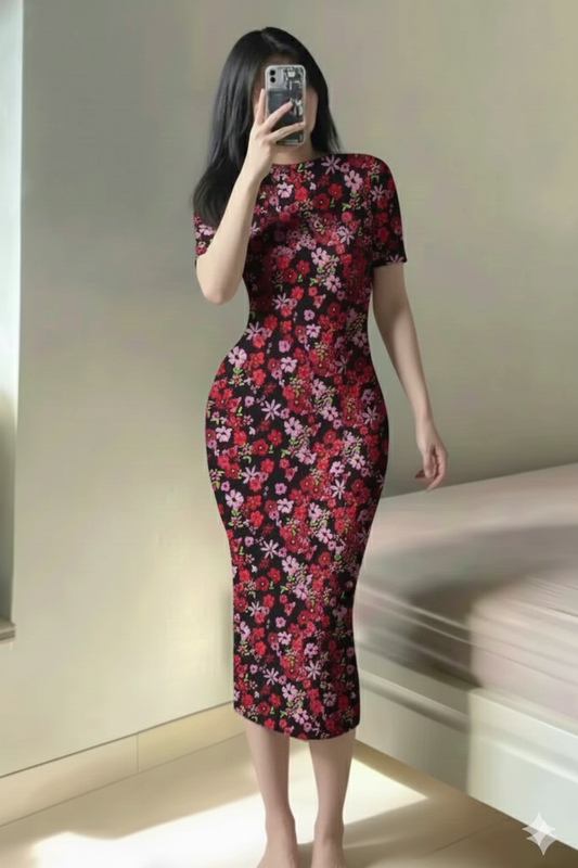 C Robe Florale Demi Manche longue San Antonio