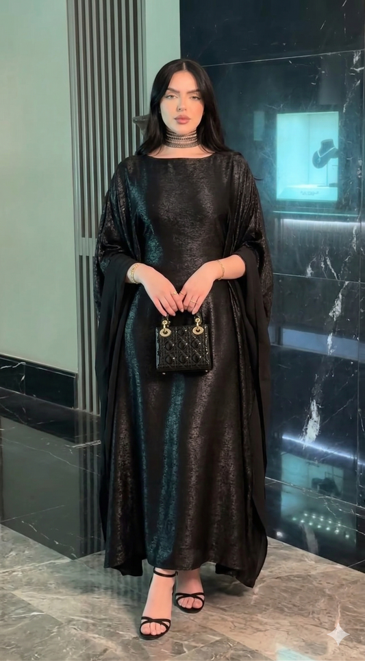 ABAYA Noir Moderne Tahrane
