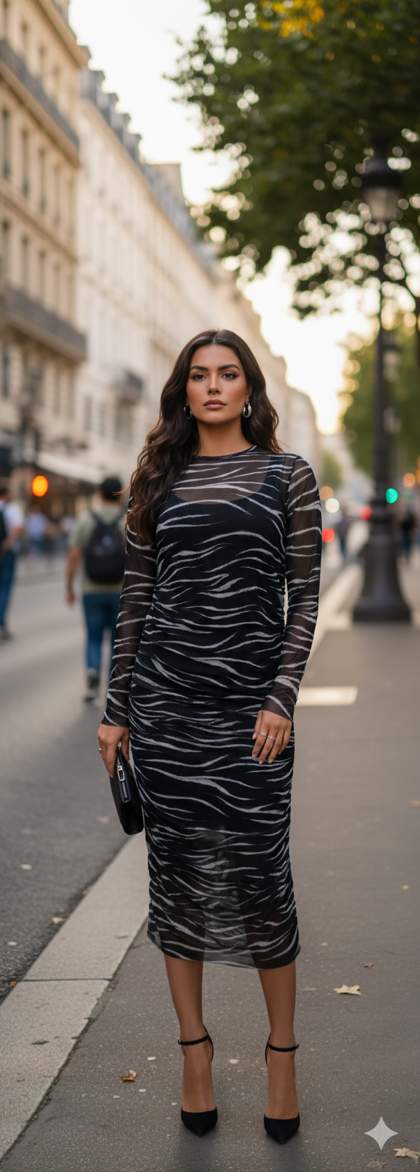 O Robe 2 Piéces Tule NOIR Tigré DENIZLI