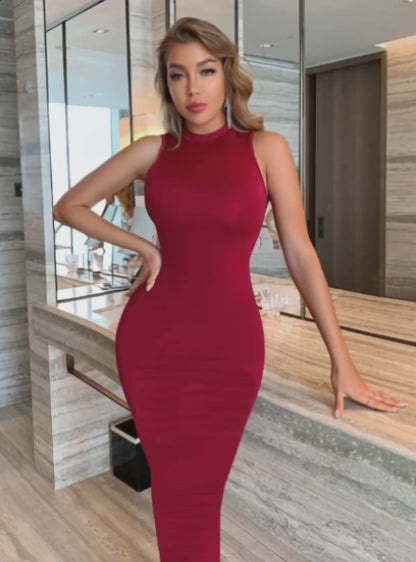 Robe Débardeur Bordeau Long