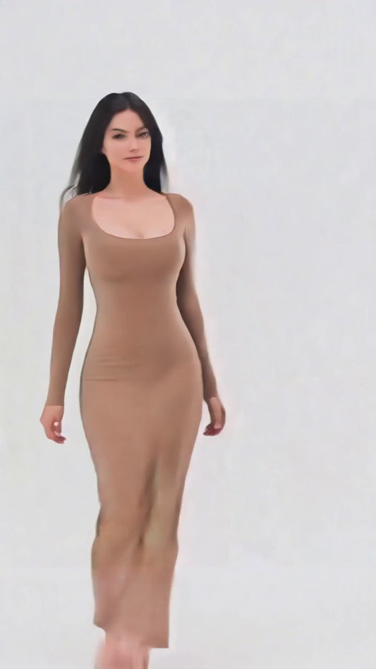 Robe Corale Long Col Carrée Seattle