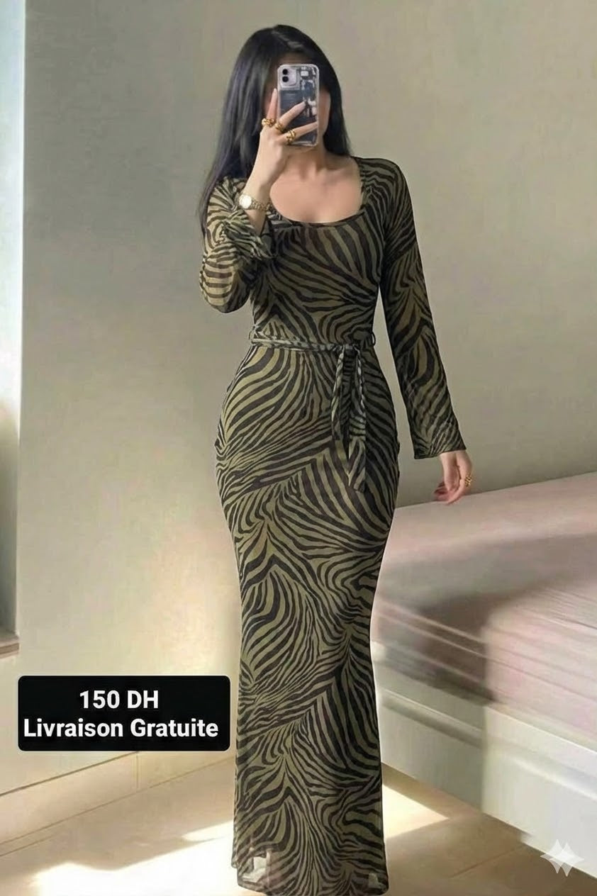 C Robe en tule longue Verte Snake  Hormoz